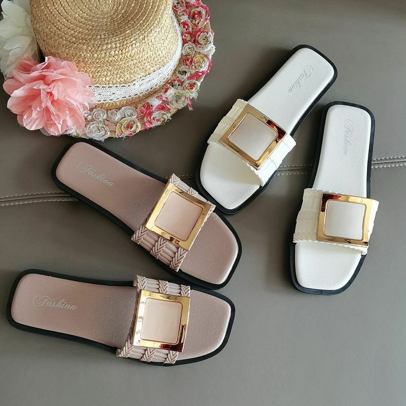 Sandales mules pour femmes avec boucle carrée, nouveau modèle d’été, semelle souple et antidérapante, adaptées à l’extérieur et à la maison.