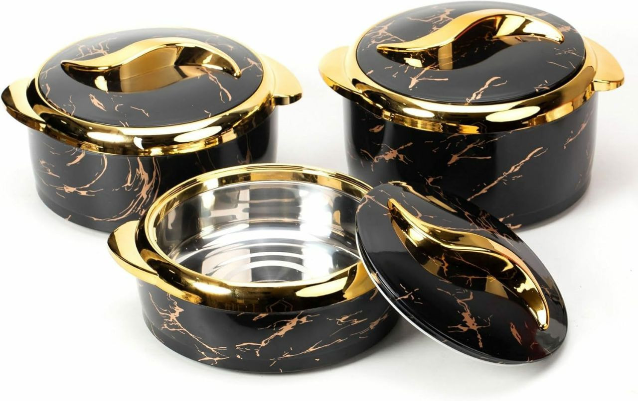 Boîte thermos contenant des aliments chauds et froids ensemble de trois pièces boîte thermos en plastique en acier inoxydable marbre simple